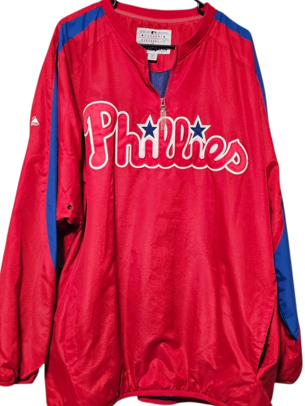 Phillies Majestic Men's Quarter Zip Pullover Wimdbreaker Size 3XL